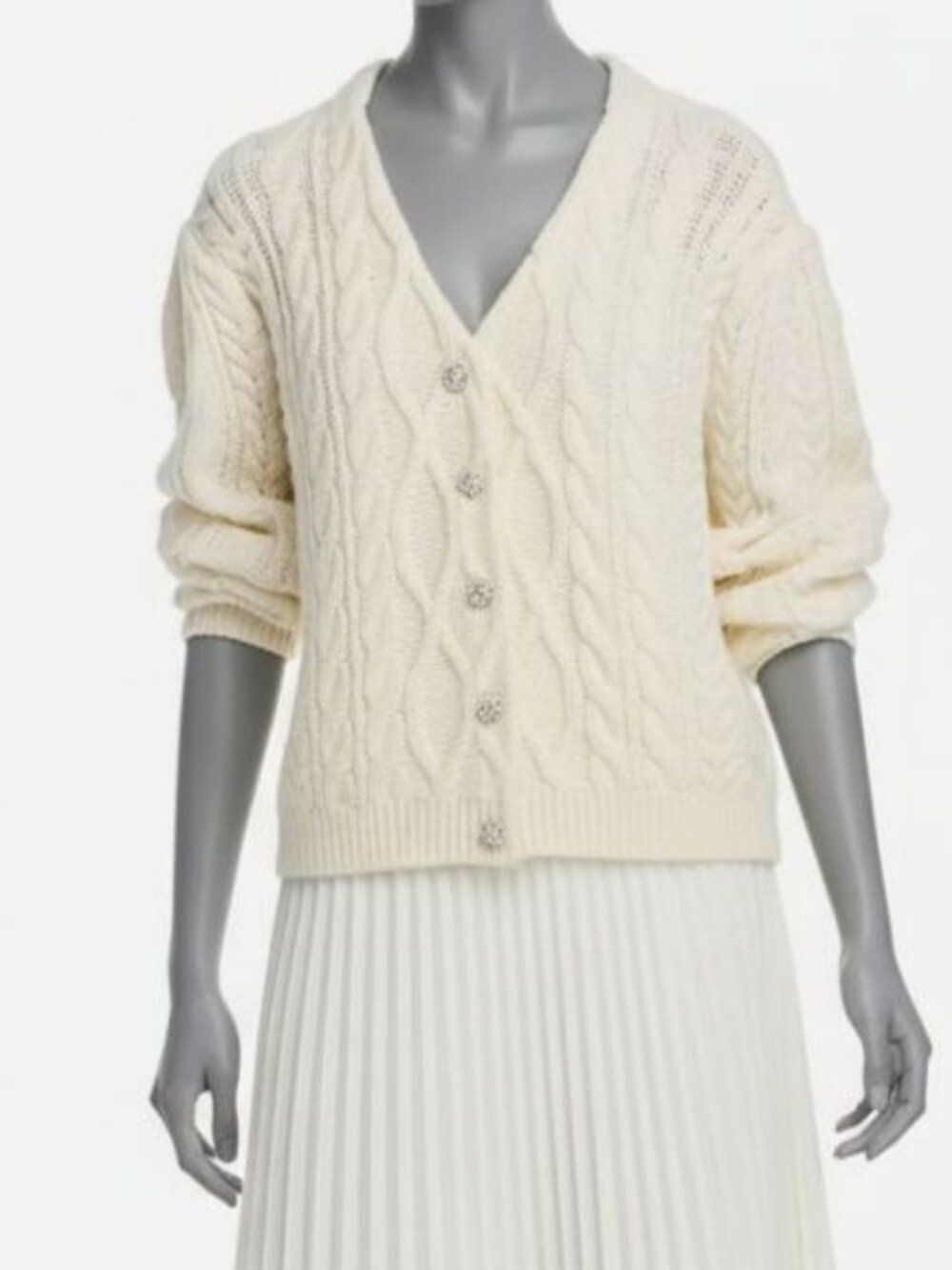 Cinq a Sept Women's Ivory Button Amandine Knit Wool Cardigan Sweater Size XS